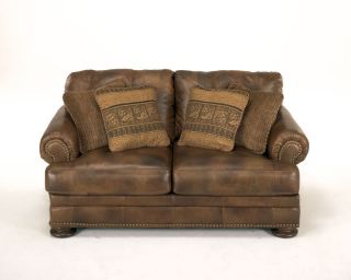 Country Genuine Leather Sofa Couch Living Room Set Furniture