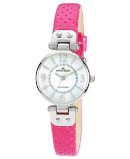 Anne Klein Watch, Womens Magenta Perforated Leather Strap 26mm 10