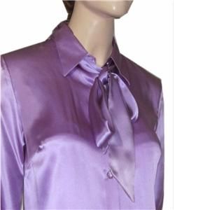 Liquid Silk Lauren Shirt Blouse Wascot in Lilac 2
