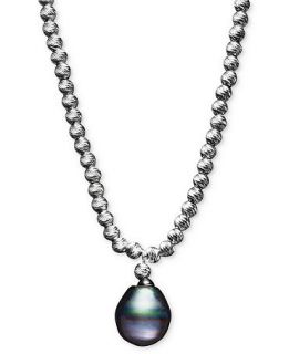 Pearl Necklace, Sterling Silver Cultured Tahitian Pearl (9 10 mm) and
