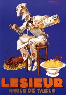 Olive Oil Cook Pasta Lobster Lesieur Table Repro Poster