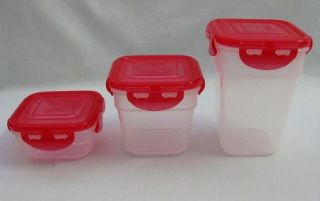 21 Lock Lock Nestable Red Lid Storage Containers New