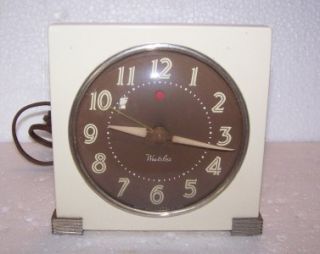 Westclox Electric Clock Logan Working Alarm Art Deco Ivory Self