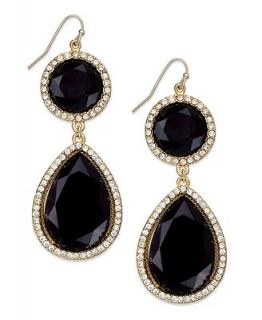INC International Concepts Earrings, 12k Gold Plated Black Stone