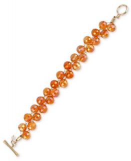 Kenneth Cole New York Bracelet, Gold Tone Orange Faceted Bead Toggle