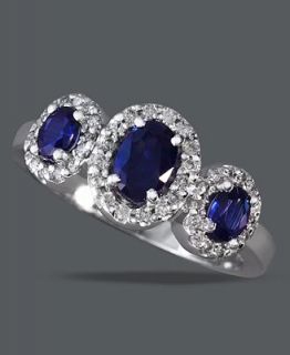 Effy Collection 14k White Gold Ring, Sapphire (1 ct. t.w.) and Diamond