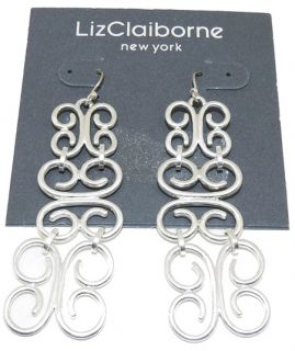 Liz Claiborne Silver Fancy Filigree Dangle Earrings $30