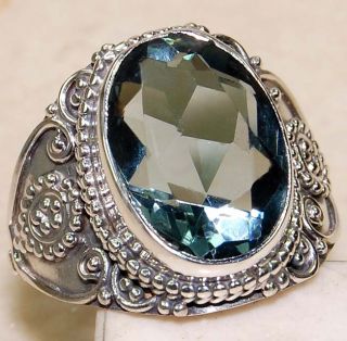 12ct London Blue Topaz 925 Solid Sterling Silver Ring Sz 6 25