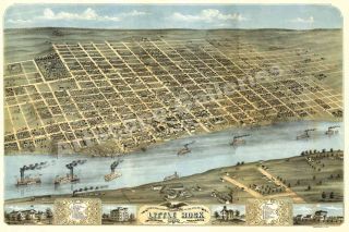 1871 Little Rock Arkansas Historic Panoramic Map 16x24