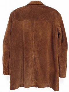 Vtg Modern Merona Suede Leather Barn Coat City Jacket Brown Mens