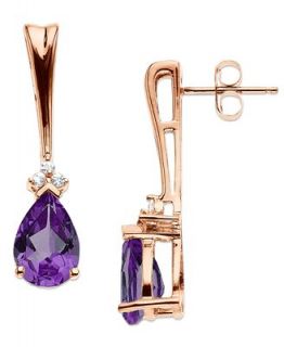 14k Rose Gold Earrings, Amethyst (2 1/10 ct. t.w.) and White Sapphire