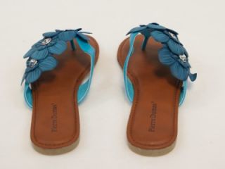Pierre Dumas Womens Turquoise Flower Design Lorna 1 Sandals