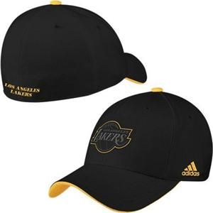adidas Los Angeles LA Lakers Black & Gold Tonal Pop Flex Fit Hat Cap