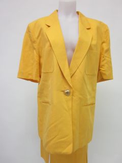 Louis Feraud Yellow Short Sleeve Blazer Skirt Suit 14