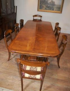 Regency Dining Table Walnut Set Inlay William IV Chairs