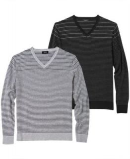 Alfani BLACK Sweater, Saddle Stripe V Neck Sweater   Mens Sweaters