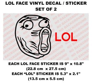 LOL Face Set of 2 Big Decals Sticker Meme Rage 4chan