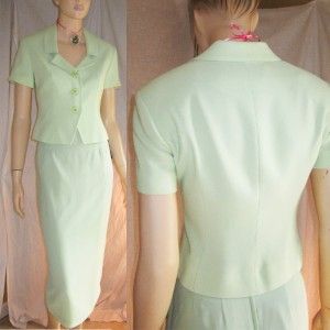 CROPPED EXECUTIVE BLAZER by Louben Petites in Lime Green Crepe 6P