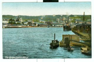 Nothern Ireland The Quays Londonderry Early 1900s Unused Postcard