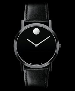 Movado Watch, Mens Swiss Museum Dial Black Leather Strap 40mm 0606256