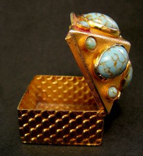 Antique Gold Brass Vintage Catholic Rosary Jewelry Box