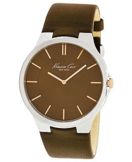 Kenneth Cole New York Watch, Mens Brown Leather Strap 42mm KC1848