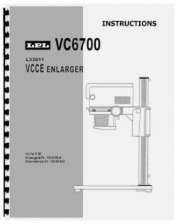 LPL VC6700 Vcce Variable Contrast Enlarger Manual