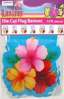 Sale 1 Luau Flamingo Hibiscus Floral Flag Banner 12 Ft