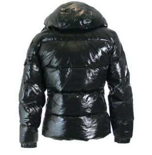 MONCLER Lucie Black Glossy Hooded Puffa Jacket