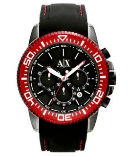 Armani Exchange Watch, Mens Black Silicone Strap 46mm AX1204