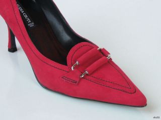 New Claudia Ciuti Margie Red Suede Heels Pumps Shoes Classic Style