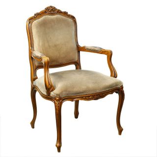 French Louis XV Quinze Style Fautille Salon Boudoir Open Armchair