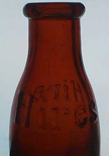 RARE Miniature Antique Hires Root Beer Bottle Tiny Amber 3 Tall Round
