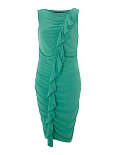 Love Moschino Sleeveless wrap dress with ruffle detail Green   