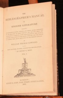 4vol The Bibliographers Manual of English Literature William Lowndes