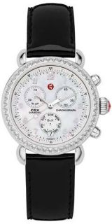 Michele Ladies CSX Diamond Bezel Choronograph Date Leather Watch