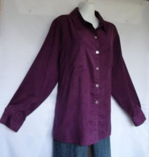 Chicos Plum Purple Moleskin Seam Shaped Meanswear Shirt Top 3 L