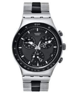 Swatch Watch, Mens Swiss In a Dark Grey Mode Stainless Steel Bracelet