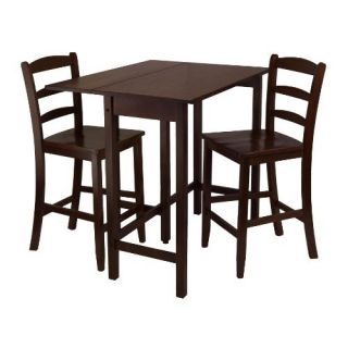 Winsome Lynnwood 3pc Drop Leaf High Table W/ 2 Counter Ladder Back