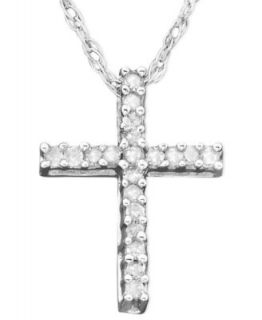 Diamond Necklace, 14k White Gold Cross Diamond Pendant (1/10 ct. t.w.)