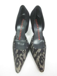 You are bidding on a pair of WALTER STEIGER Black Suede Lace DOrsay