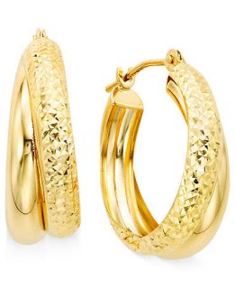 10k Gold Double Hoop Earrings   Earrings   Jewelry & Watches