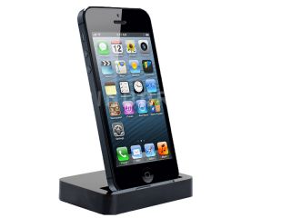& Charger Cradle Mount Dock Docking Station for Apple iPhone 5 Black