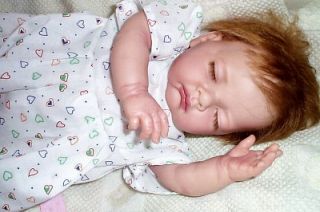 Beautiful Reborn Sleeping Baby Girl Doll Rooted Hair