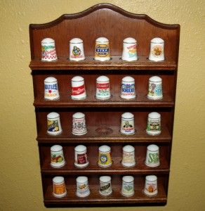 Franklin Mint Country Store Thimbles and Wood Display Rack 24 Thimbles