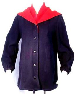 Vintage 80s Mackintosh Red Navy Wool Vest Coat Zip Front 12