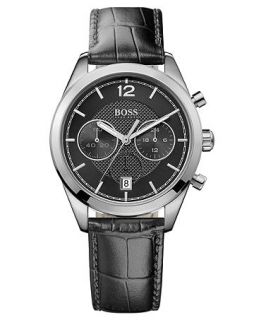 Hugo Boss Watch, Mens Chronograph Black Leather Strap 40mm 1512749