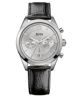 Hugo Boss Watch, Mens Chronograph Black Leather Strap 40mm 1512745