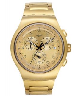 Swatch Watch, Unisex Swiss Chronograph Golden Block Gold PVD Stainless
