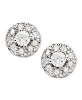 Diamond Earrings, 14k White Gold Diamond Round Stud Earrings (1/4 ct